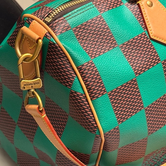 RARE GENUINE Louis Vuitton Speedy Banduoliere 40 N40579 Damier Pop Green - Picture 5 of 11